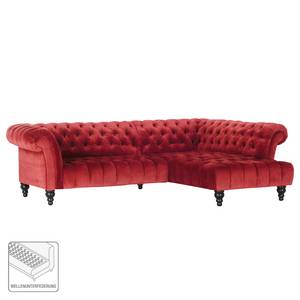 Canapé d'angle Fireside Velours - Rouge - Méridienne longue à droite (vue de face)