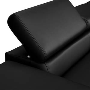 Canapé d'angle Flemington (convertible) Imitation cuir - Noir - Méridienne longue à droite (vue de face)