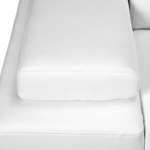 Canapé d'angle Flemington (convertible) Imitation cuir - Blanc - Méridienne longue à droite (vue de face)