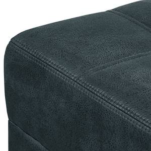 Ecksofa Flesk Antiklederlook Anthrazit - Ottomane davorstehend links - Mit Hocker