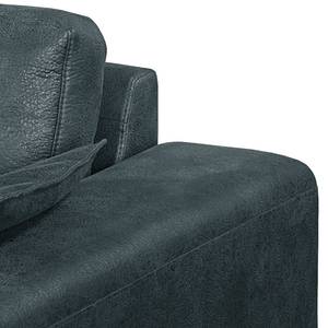 Ecksofa Flesk Antiklederlook Anthrazit - Ottomane davorstehend rechts - Mit Hocker