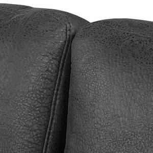 Ecksofa Flesk Antiklederlook Basalt - Ottomane davorstehend links - Mit Hocker