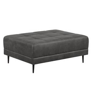 Ecksofa Flesk Antiklederlook Basalt - Ottomane davorstehend links - Mit Hocker