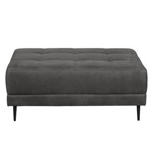 Ecksofa Flesk Antiklederlook Basalt - Ottomane davorstehend rechts - Mit Hocker