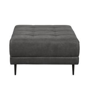 Ecksofa Flesk Antiklederlook Basalt - Ottomane davorstehend rechts - Mit Hocker