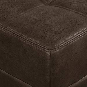 Ecksofa Flesk Antiklederlook Braun - Ottomane davorstehend links - Mit Hocker