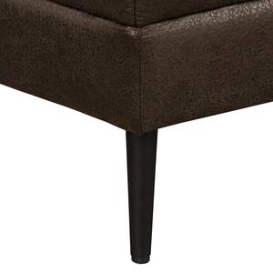 Ecksofa Flesk Antiklederlook Braun - Ottomane davorstehend links - Mit Hocker