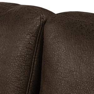 Ecksofa Flesk Antiklederlook Braun - Ottomane davorstehend links - Mit Hocker