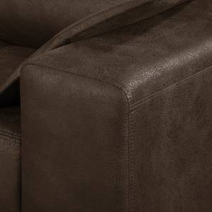 Ecksofa Flesk Antiklederlook Braun - Ottomane davorstehend links - Mit Hocker