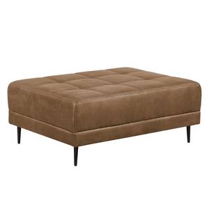 Ecksofa Flesk Antiklederlook Hellbraun - Ottomane davorstehend links - Mit Hocker