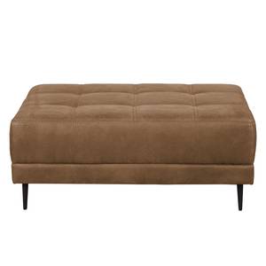 Ecksofa Flesk Antiklederlook Hellbraun - Ottomane davorstehend links - Mit Hocker