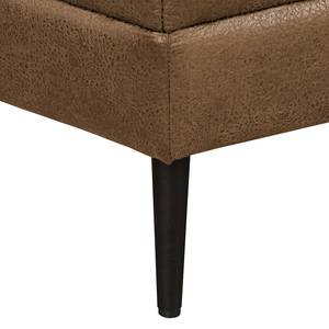 Ecksofa Flesk Antiklederlook Hellbraun - Ottomane davorstehend links - Mit Hocker