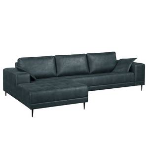 Ecksofa Flesk Antiklederlook Anthrazit - Ottomane davorstehend links - Ohne Hocker