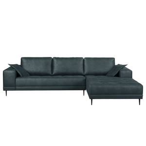 Ecksofa Flesk Antiklederlook Anthrazit - Ottomane davorstehend rechts - Ohne Hocker