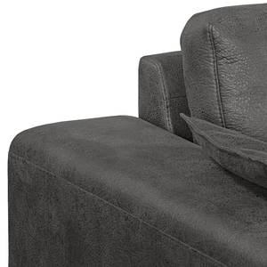 Ecksofa Flesk Antiklederlook Basalt - Ottomane davorstehend links - Ohne Hocker