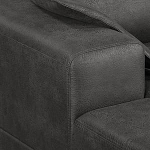 Ecksofa Flesk Antiklederlook Basalt - Ottomane davorstehend links - Ohne Hocker