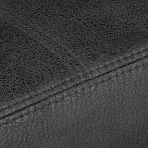 Canapé d'angle Flesk Aspect cuir ancien - Basalte - Méridienne longue à droite (vue de face) - Sans repose-pieds