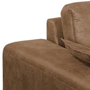 Ecksofa Flesk Antiklederlook Hellbraun - Ottomane davorstehend links - Ohne Hocker