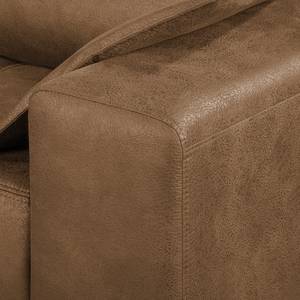 Ecksofa Flesk Antiklederlook Hellbraun - Ottomane davorstehend links - Ohne Hocker