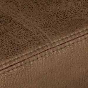 Canapé d'angle Flesk Aspect cuir ancien - Marron clair - Méridienne longue à droite (vue de face) - Sans repose-pieds