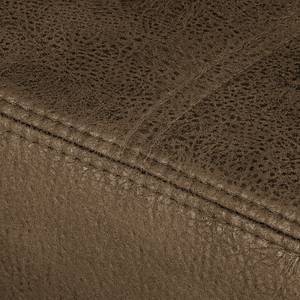 Canapé d'angle Flesk Aspect cuir ancien - Latte macchiatto - Méridienne longue à gauche (vue de face) - Sans repose-pieds