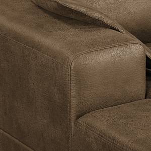 Ecksofa Flesk Antiklederlook Latte Macchiato - Ottomane davorstehend links - Ohne Hocker