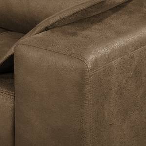 Ecksofa Flesk Antiklederlook Latte Macchiato - Ottomane davorstehend links - Ohne Hocker