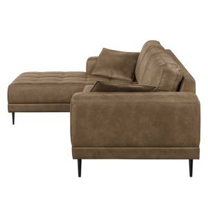 Ecksofa Flesk Antiklederlook Latte Macchiato - Ottomane davorstehend links - Ohne Hocker