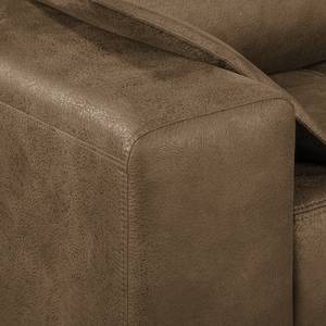 Ecksofa Flesk Antiklederlook Latte Macchiato - Ottomane davorstehend rechts - Ohne Hocker