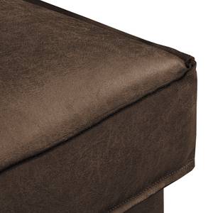 Canapé d’angle FORT DODGE Aspect cuir vieilli - Microfibre Yaka: Marron - Méridienne courte à gauche (vue de face) - Sans fonction couchage
