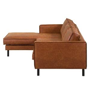 Ecksofa FORT DODGE Aspect cuir vieilli - Microfaser Yaka: Cognac - Longchair davorstehend links - Ohne Schlaffunktion