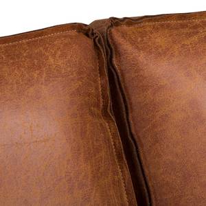 Canapé d’angle FORT DODGE Aspect cuir vieilli - Microfibre Yaka: Cognac - Méridienne courte à gauche (vue de face) - Sans fonction couchage
