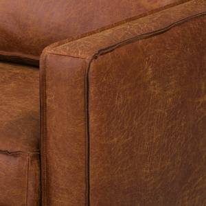 Ecksofa FORT DODGE Antiklederlook - Microfaser Yaka: Cognac - Longchair davorstehend links - Ohne Schlaffunktion