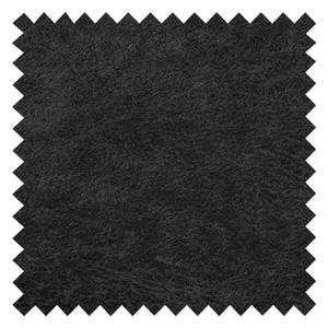 Canapé d’angle FORT DODGE Aspect cuir vieilli - Microfibre Yaka: Noir - Méridienne courte à gauche (vue de face) - Sans fonction couchage