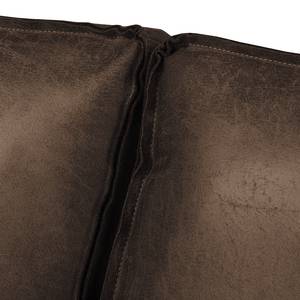 Canapé d’angle FORT DODGE Aspect cuir vieilli - Microfibre Yaka: Marron - Méridienne courte à droite (vue de face) - Sans fonction couchage