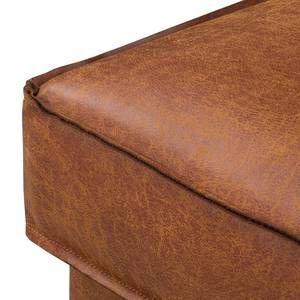 Canapé d’angle FORT DODGE Aspect cuir vieilli - Microfibre Yaka: Cognac - Méridienne courte à droite (vue de face) - Sans fonction couchage