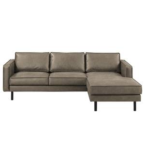 Ecksofa FORT DODGE Aspect cuir vieilli - Microfaser Yaka: Muskat - Longchair davorstehend rechts - Ohne Schlaffunktion