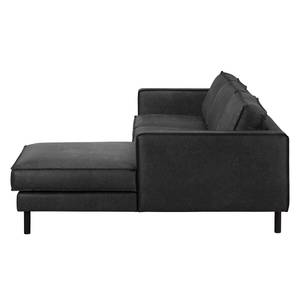 Ecksofa FORT DODGE Antiklederlook - Microfaser Yaka: Schwarz - Longchair davorstehend rechts - Ohne Schlaffunktion