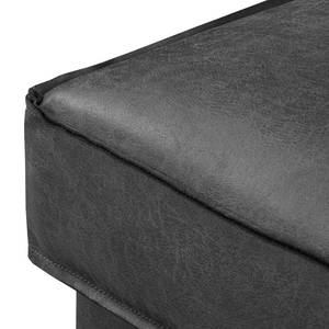 Canapé d’angle FORT DODGE Aspect cuir vieilli - Microfibre Yaka: Noir - Méridienne courte à droite (vue de face) - Sans fonction couchage