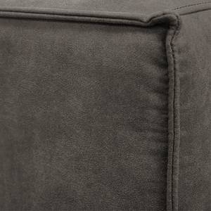 Canapé d'angle Fortune Aspect cuir antique - Anthracite - Méridienne courte à droite (vue de face)