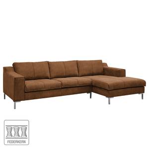 Ecksofa Fortune Antiklederlook Cognac - Longchair davorstehend rechts