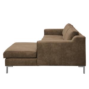 Ecksofa Fortune Antiklederlook Vintage Braun - Longchair davorstehend rechts