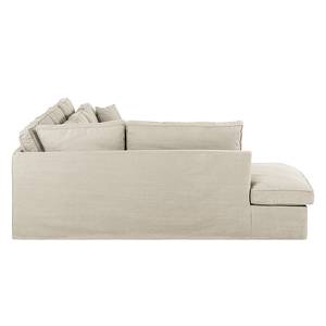 Hoekbank Frankie beige katoen longchair vooraanzicht links - Beige