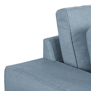Canapé d'angle Frankie Tissu en coton beige Méridienne à  droite (vue de face) - Bleu clair
