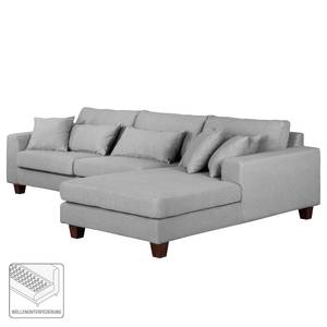 Ecksofa Fraser Webstoff Grau - Longchair davorstehend rechts