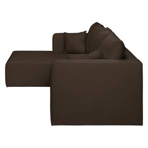 Ecksofa Freer (mit Schlaffunktion) Webstoff - Espresso - Longchair davorstehend links