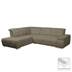 Ecksofa Gimli Webstoff Webstoff - Braun - Longchair davorstehend links - Schlaffunktion