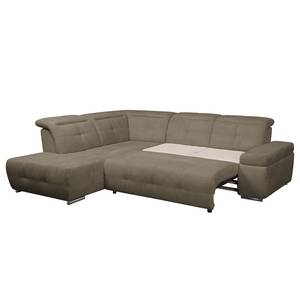 Ecksofa Gimli Webstoff Webstoff - Braun - Longchair davorstehend links - Schlaffunktion