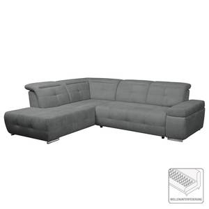 Ecksofa Gimli Webstoff Webstoff - Grau - Longchair davorstehend links - Schlaffunktion