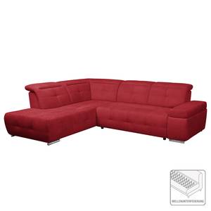 Ecksofa Gimli Webstoff Webstoff - Rot - Longchair davorstehend links - Schlaffunktion